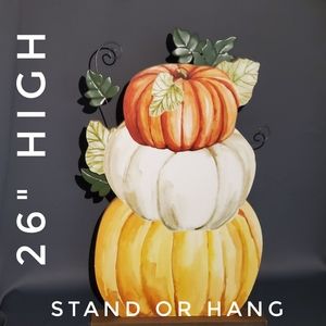 NEW Pumpkin Standing Hanging Sign 26x15 Fall Thanksgiving Holiday Home Decor